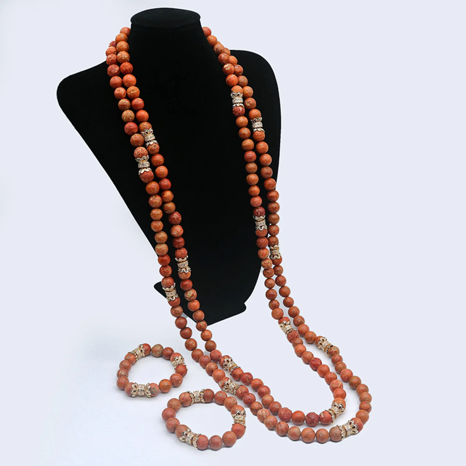 Luxury coral beads jewelry set 1602 1 Luxury coral beads jewelry set 1602