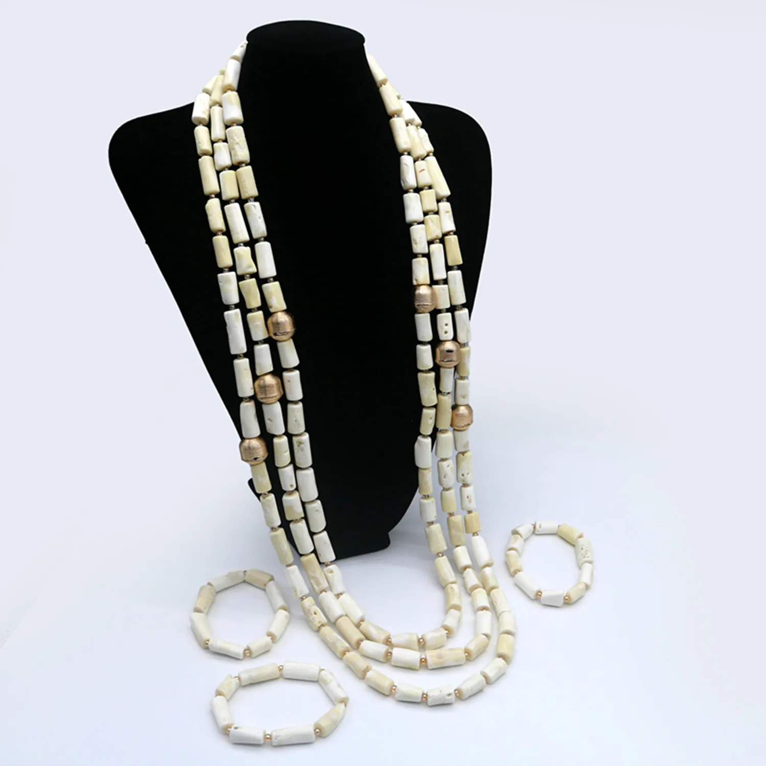 African coral beads jewelry set JW1611 2 African coral beads jewelry set JW1611 - Image 2